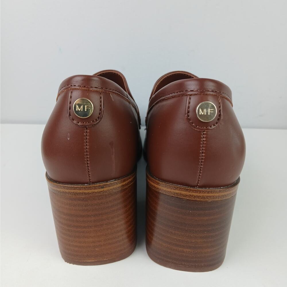 Marc Fisher Women's SZ 7.5 Vegan Leather Kchris Heeled Loafers In Brown NEW - Picture 4 of 8